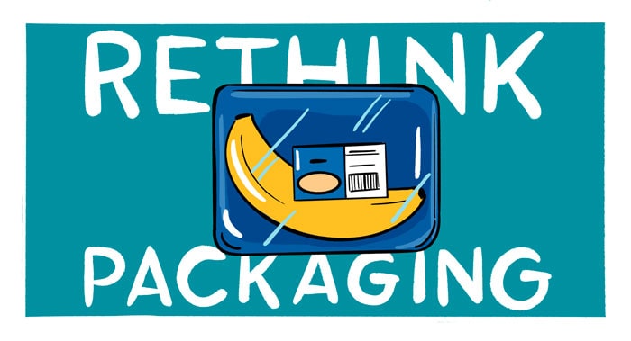 rethink packaging banana with plastic container